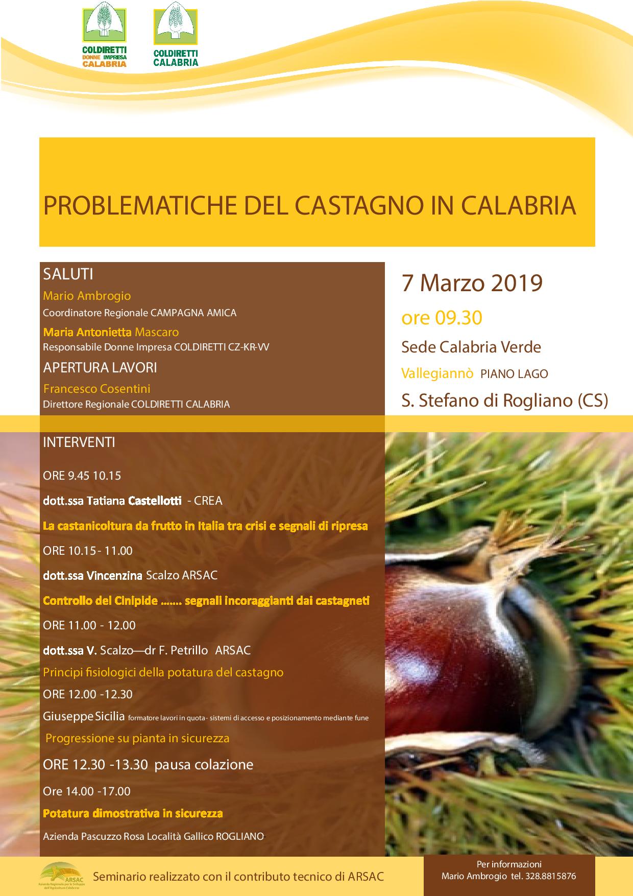 Le problematiche del castagno in Calabria