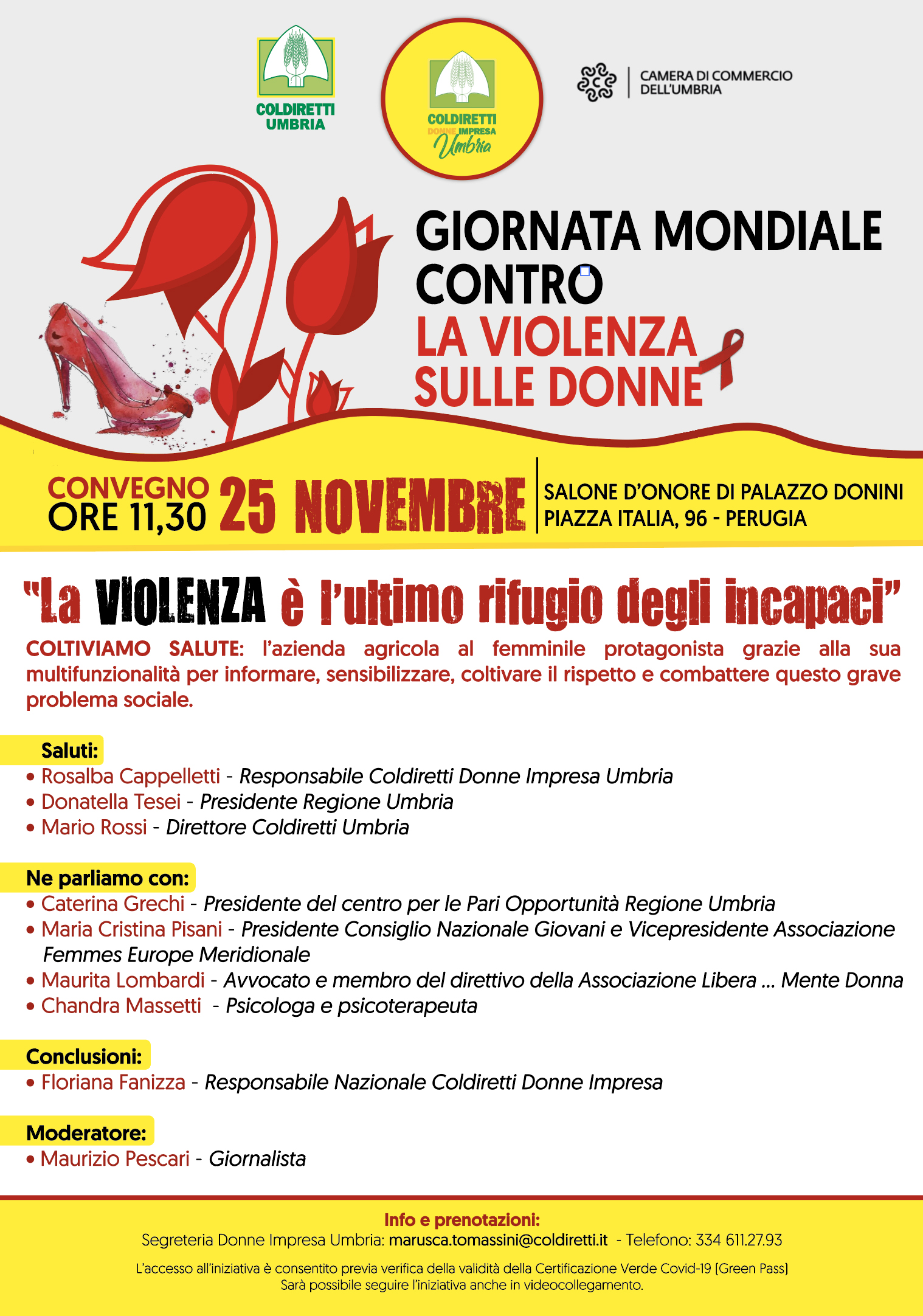 Umbria 25 novembre Giornata Mondiale contro la violenza sulle donne